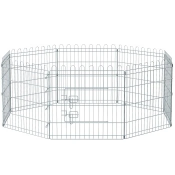 FEANDREA Welpenauslauf Faltbar Silber 3 FEANDREA Welpenauslauf Faltbar Silber