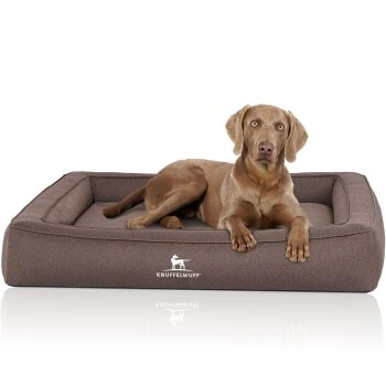 Knuffelwuff Orthopädisches Hundebett Aus Velours Mit Handwebcharakter Yukon Braun/ Grau M-L 5 Knuffelwuff Orthopädisches Hundebett Aus Velours Mit Handwebcharakter Yukon Braun/ Grau M-L – Bild 3
