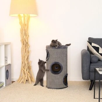 Lionto 70cm Kratztonne Mit Sisal Kratzturm Grau 5 Lionto 70cm Kratztonne Mit Sisal Kratzturm Grau – Bild 3