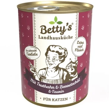 Betty's Landhausküche Mit Truthahn & Borretschöl 6 X 400g Für Katze 3 Betty's Landhausküche Mit Truthahn & Borretschöl 6 X 400g Für Katze